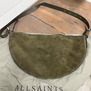 All Saints Olive Green Crossbody Half Moon Bag